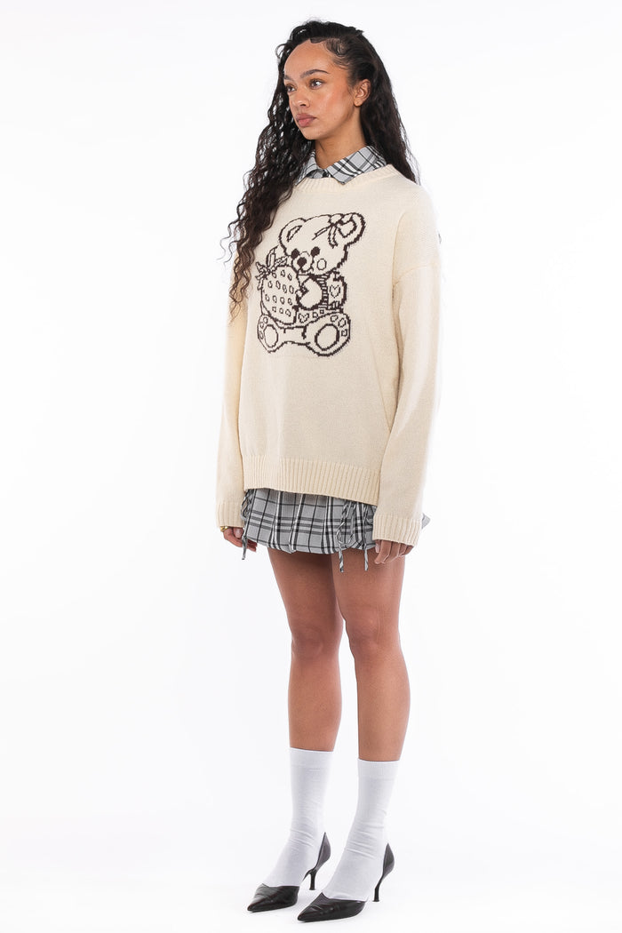 Daisy Street Daisy Street Cute Teddy Bear Intarsia Knit Jumper