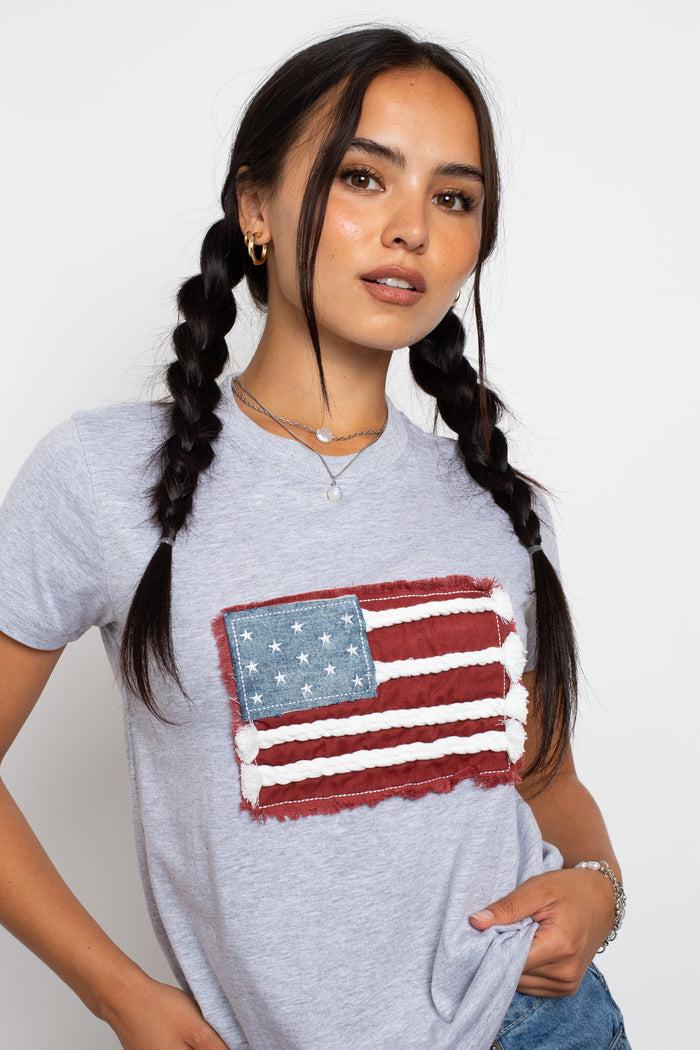 Daisy Street Daisy Street Applique Flag Tee