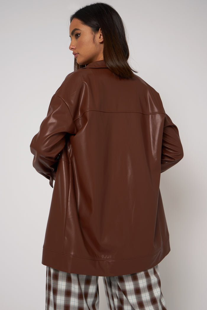 Daisy Street Daisy Street Brown PU Shacket