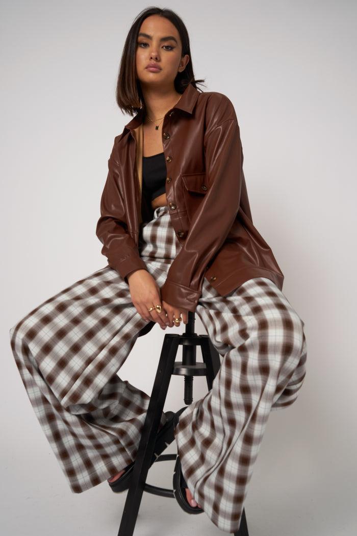 Daisy Street Daisy Street Brown PU Shacket