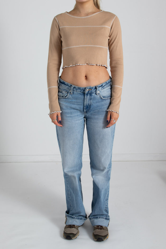 Daisy Street Daisy Street Contrast Stitch Crop Top