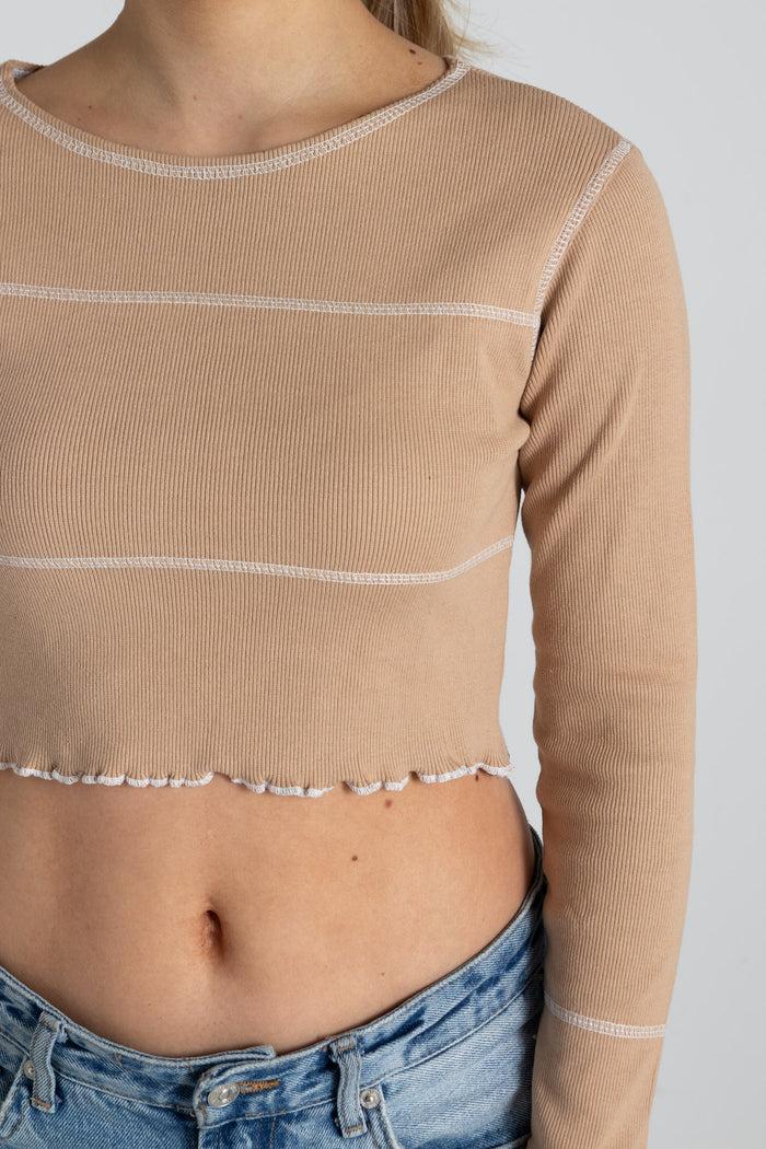 Daisy Street Daisy Street Contrast Stitch Crop Top