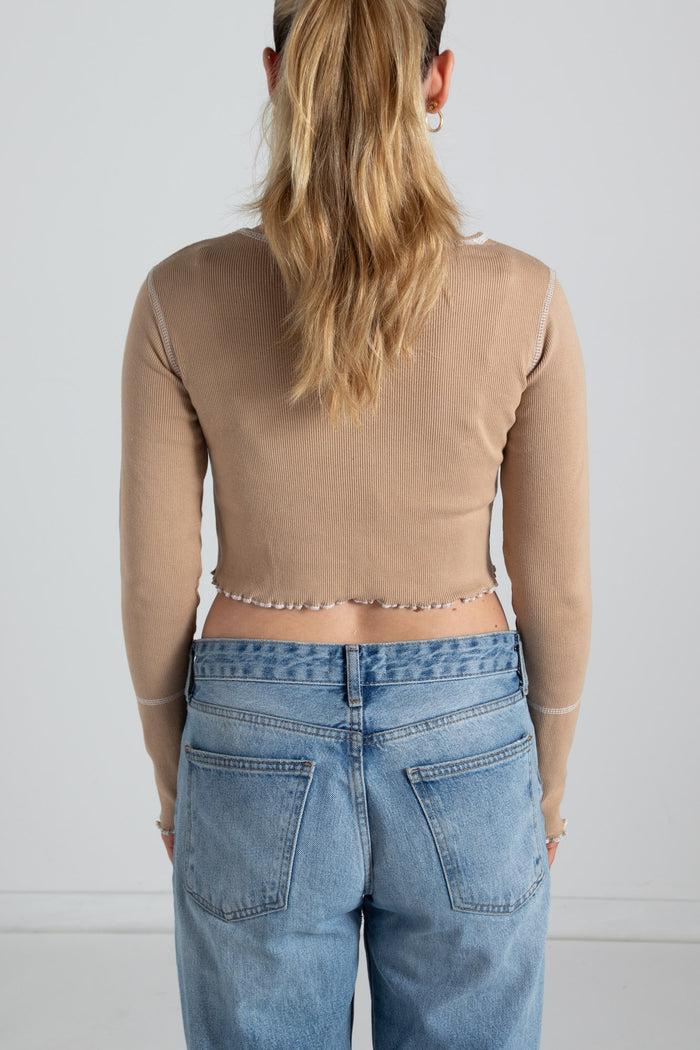 Daisy Street Daisy Street Contrast Stitch Crop Top