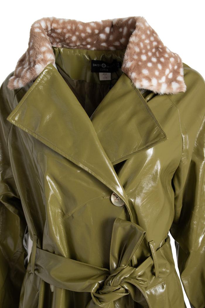 Daisy Street Daisy Street Fur Trench Coat In Green
