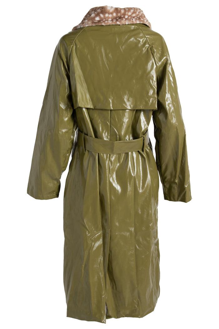 Daisy Street Daisy Street Fur Trench Coat In Green