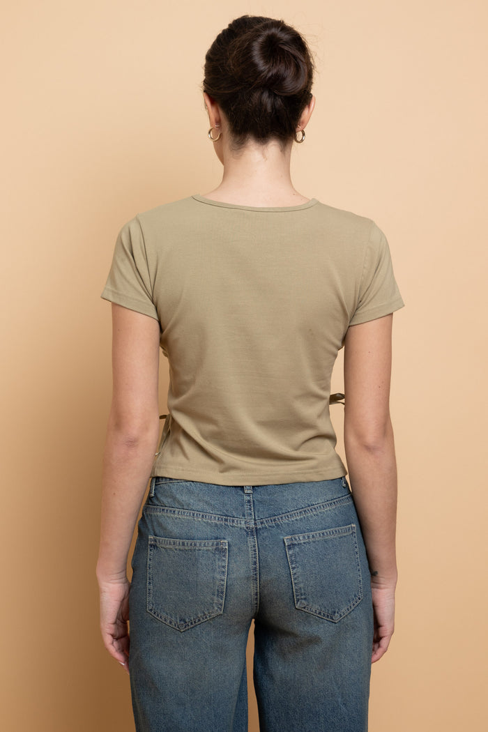 Daisy Street Daisy Street Lace Up Detail Baby Tee