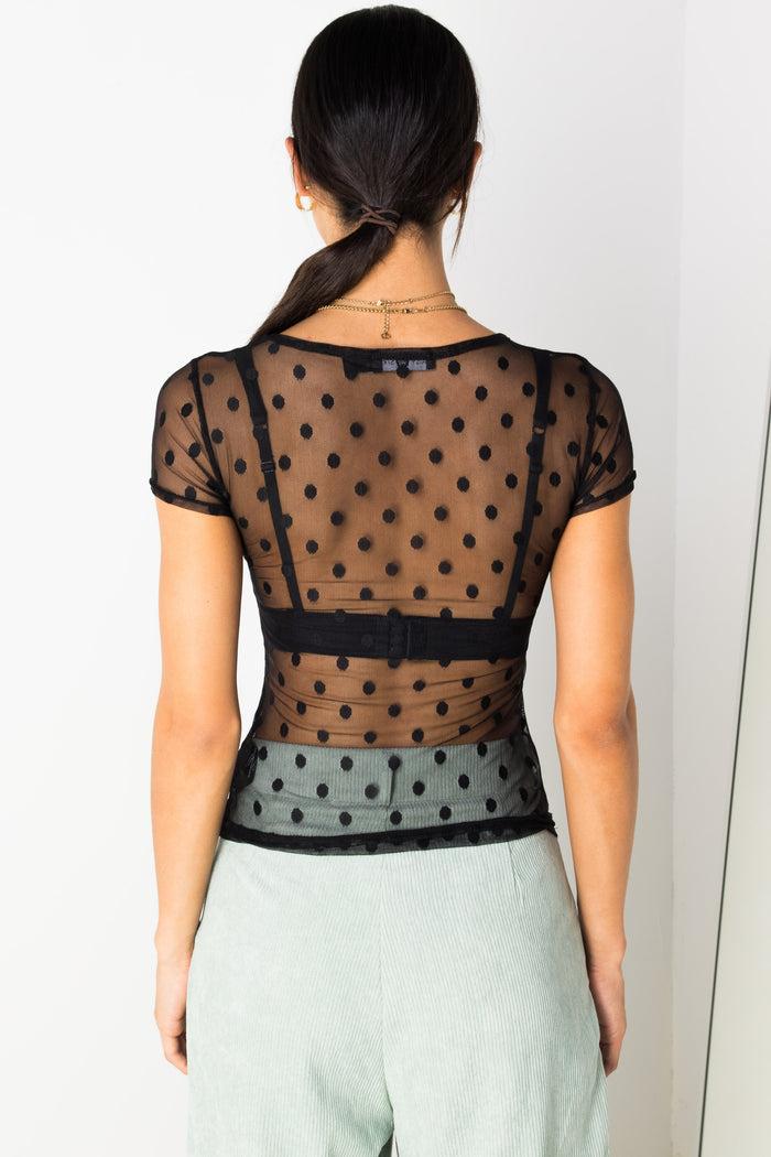 Daisy Street Daisy Street Mesh Spot Top