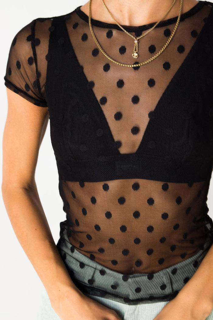 Daisy Street Daisy Street Mesh Spot Top