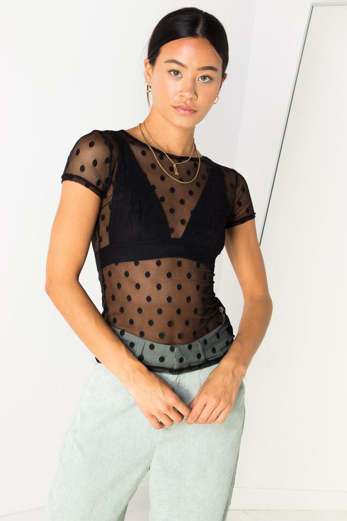 daisy street Daisy Street Mesh Spot Top