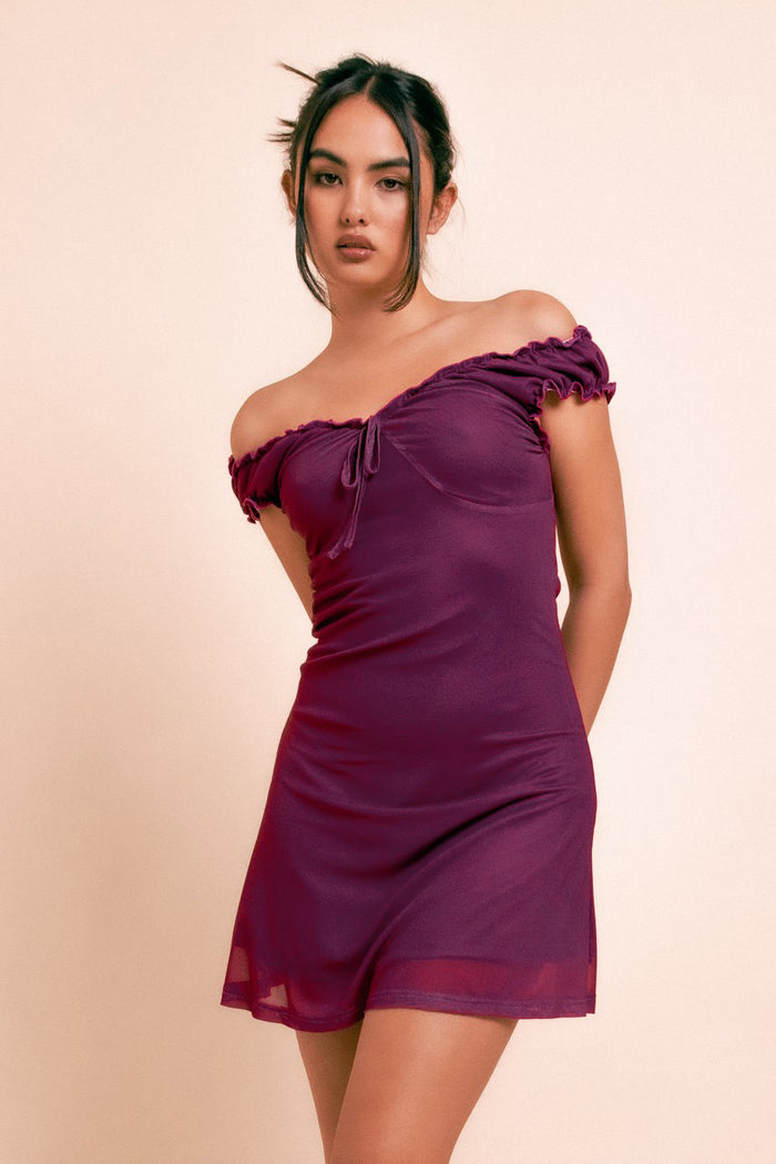 Daisy Street Daisy Street Meshed Ruched Mini Dress