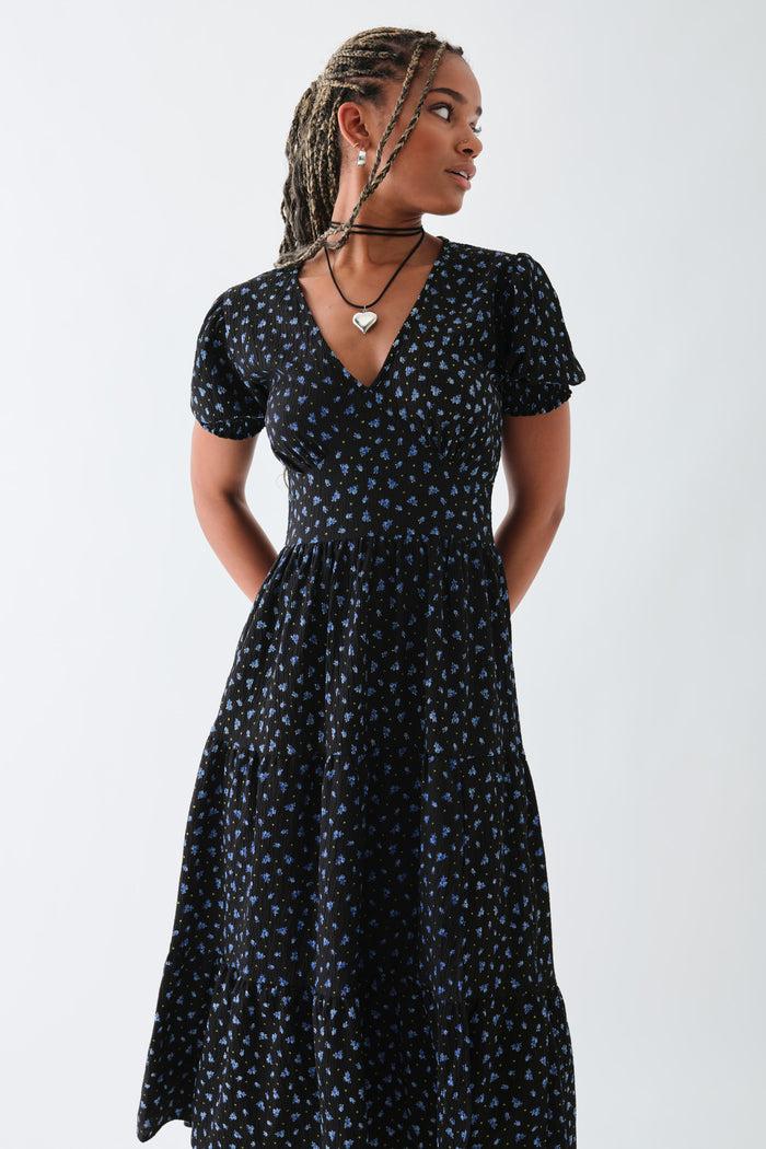 Daisy Street Daisy Street Puff Sleeve Tier Dress