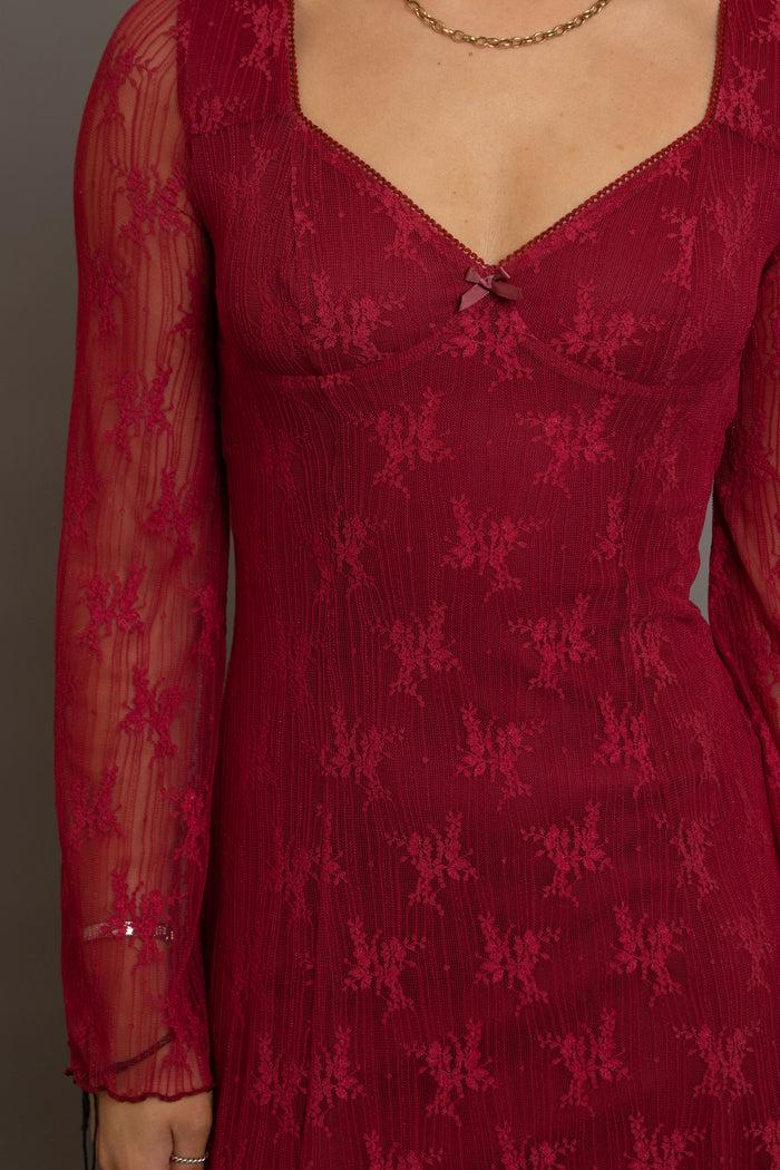 Daisy Street Daisy Street Red Lace Mini Dress