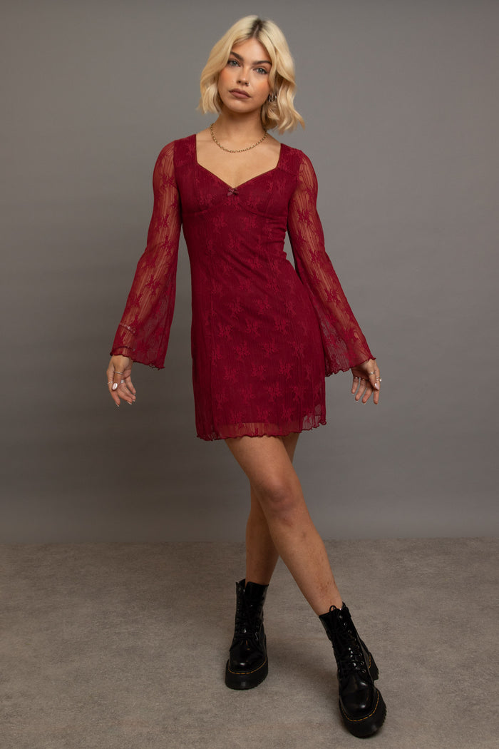 Daisy Street Daisy Street Red Lace Mini Dress