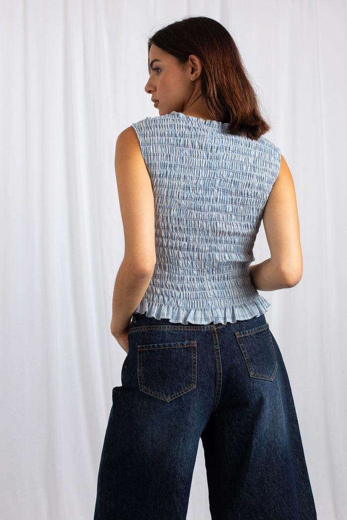 Daisy Street Daisy Street Shirred Sleeveless Top