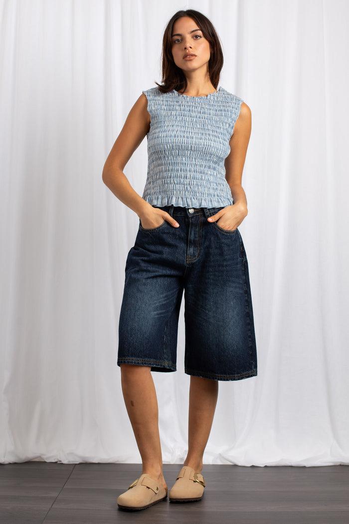 Daisy Street Daisy Street Shirred Sleeveless Top