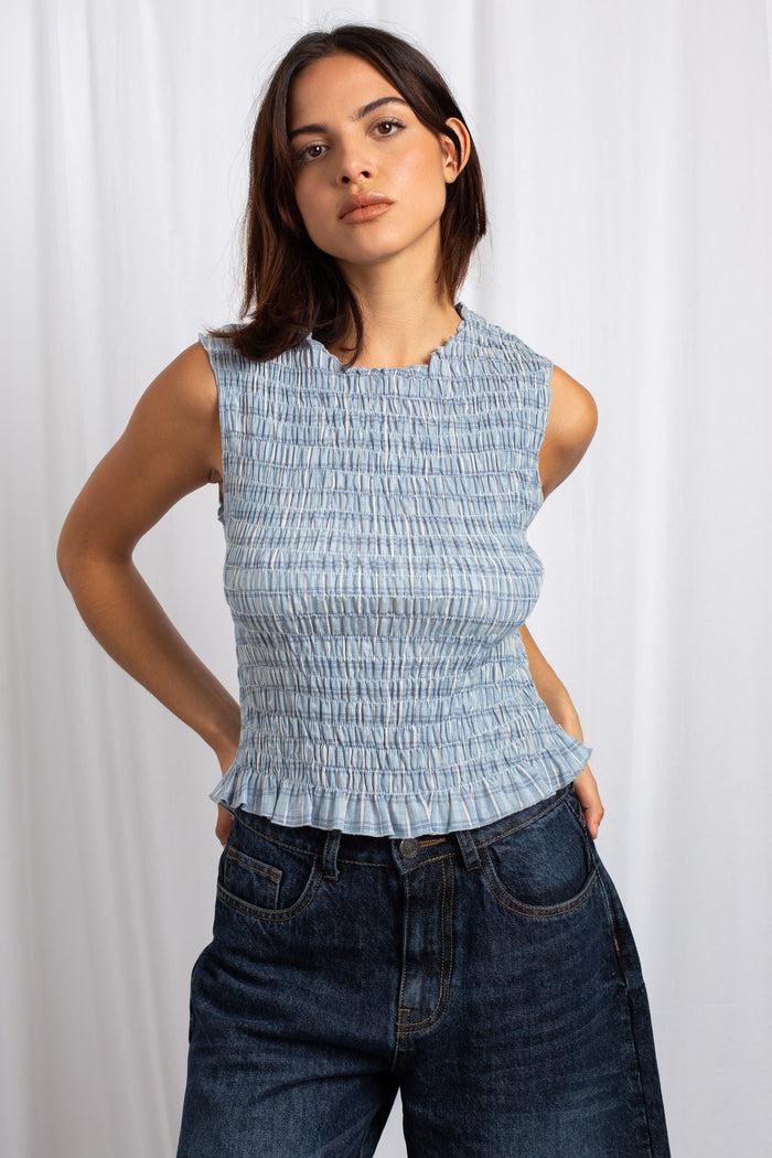 daisy street Daisy Street Shirred Sleeveless Top