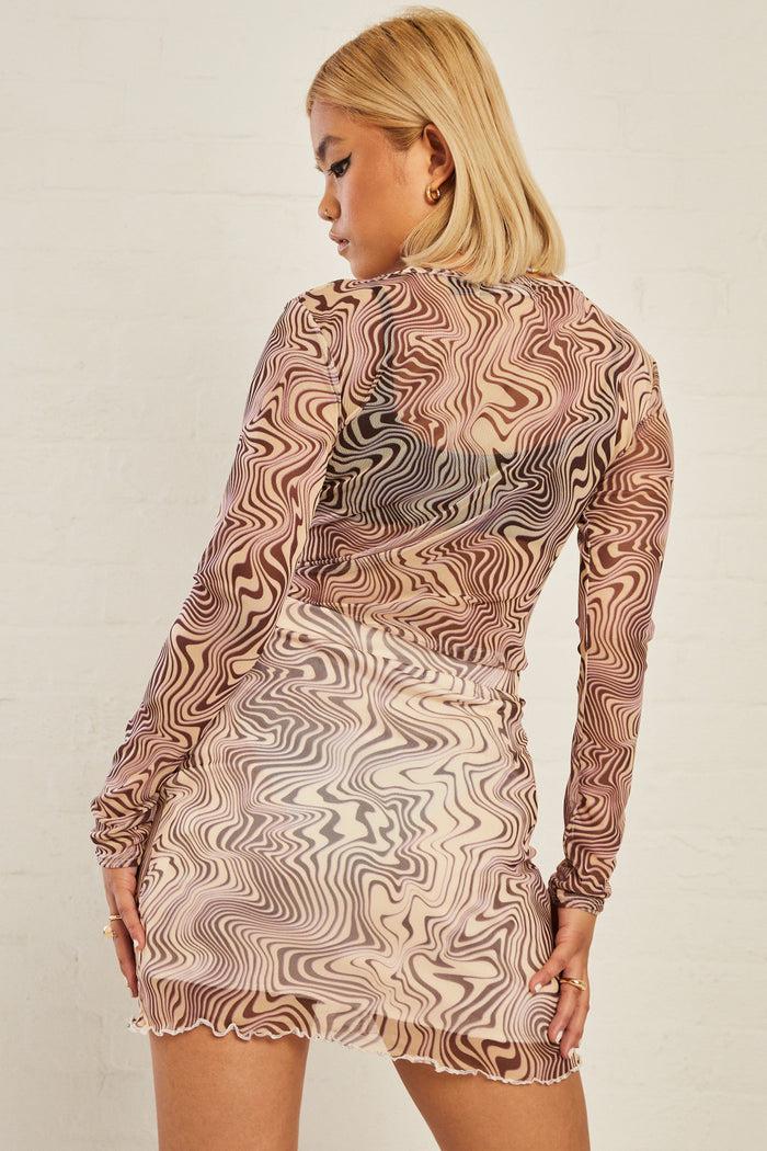 Daisy Street Daisy Street Trippy Wave Mesh Top