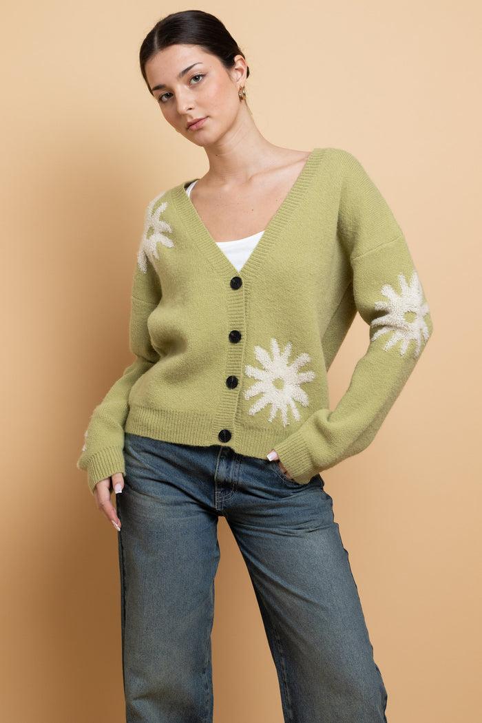 daisy street Daisy Street Tufted Intarsia Cardigan