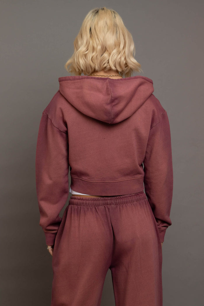 Daisy Street Daisy Street Dark Pink Wash Terry Hoodie