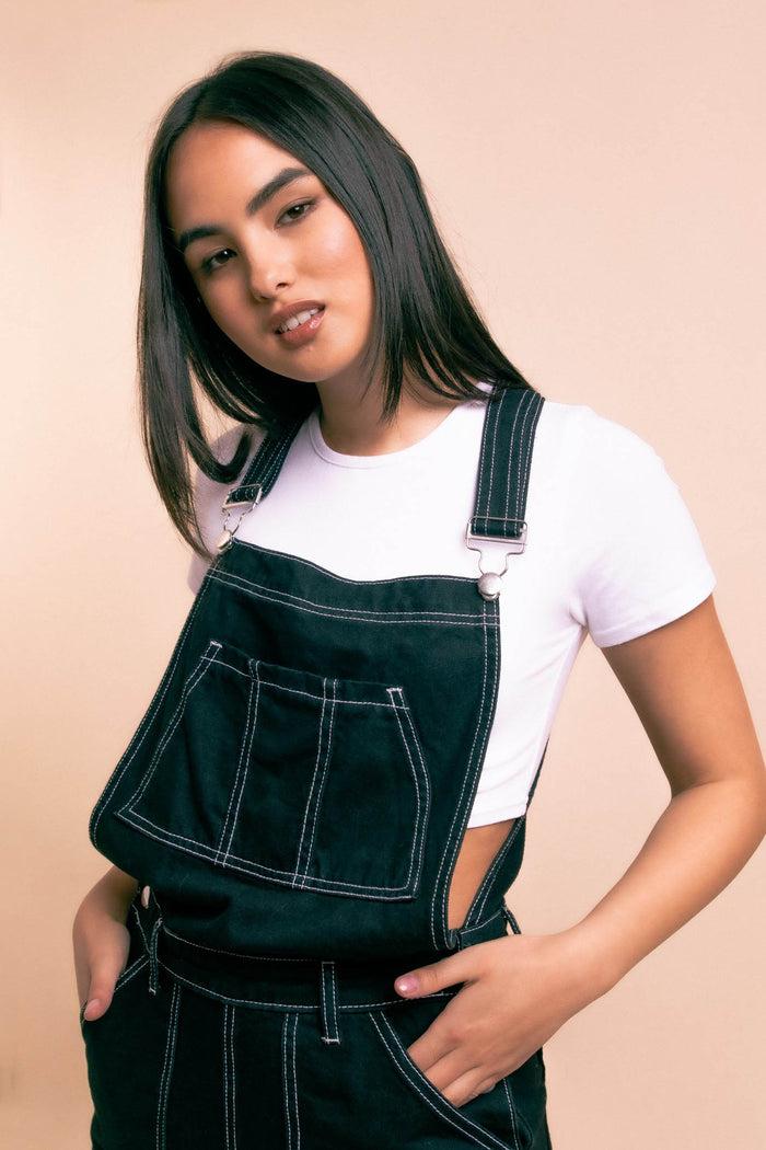 Daisy Street Daisy Street Denim Dungarees With Contrast Stitching And Star Pockets