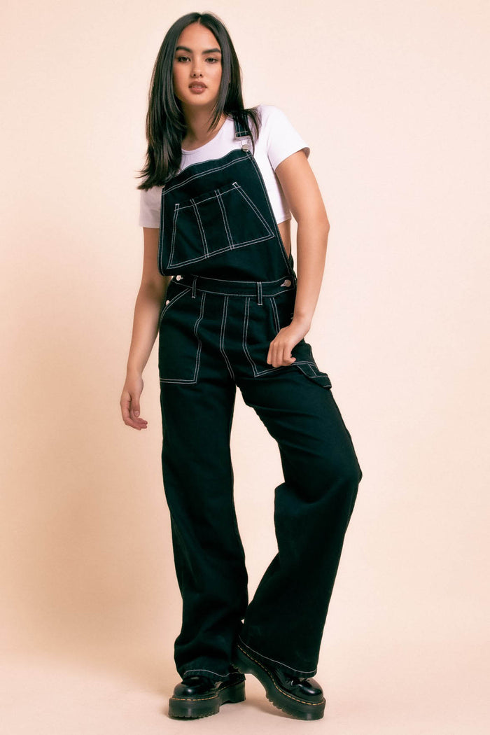 Daisy Street Daisy Street Denim Dungarees With Contrast Stitching And Star Pockets