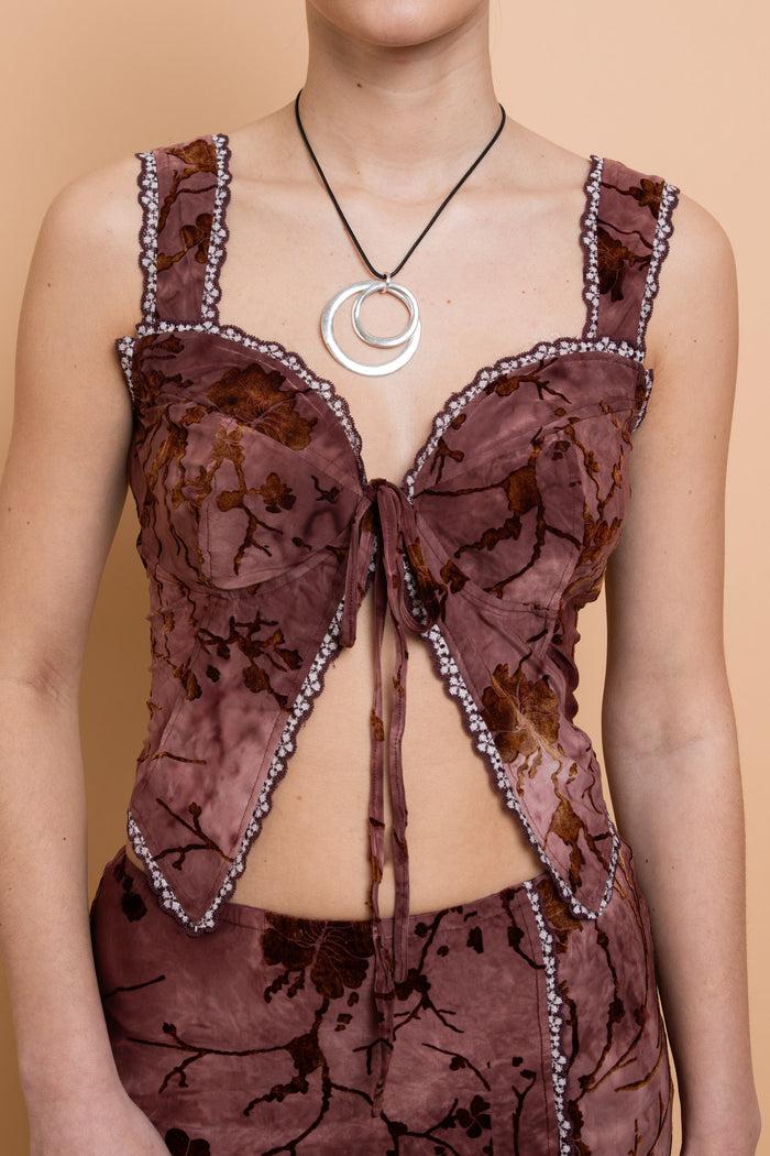 Daisy Street Daisy Street Devore Tie Detail Crop Top