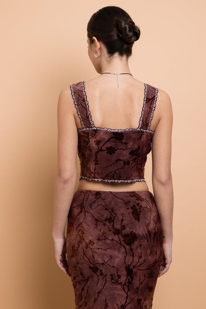 Daisy Street Daisy Street Devore Tie Detail Crop Top