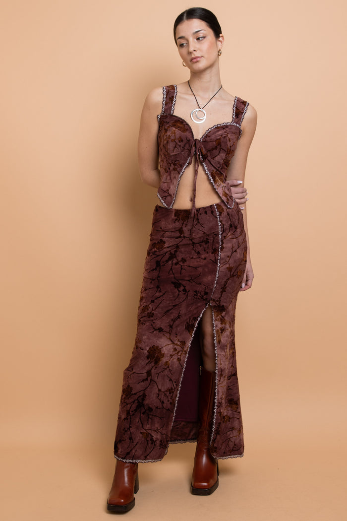 Daisy Street Daisy Street Devore Tie Detail Crop Top