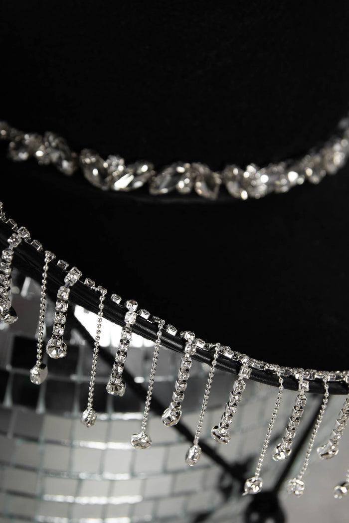 Daisy Street Daisy Street Diamante Tassel Cowboy Hat In Black