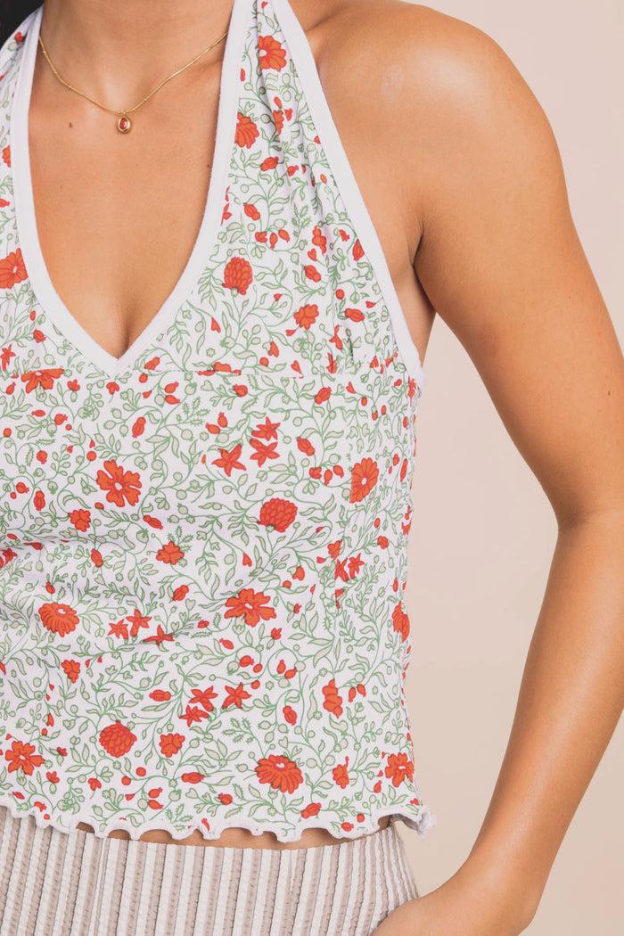 Daisy Street Daisy Street Ditsy Jersey Halter Neck Top