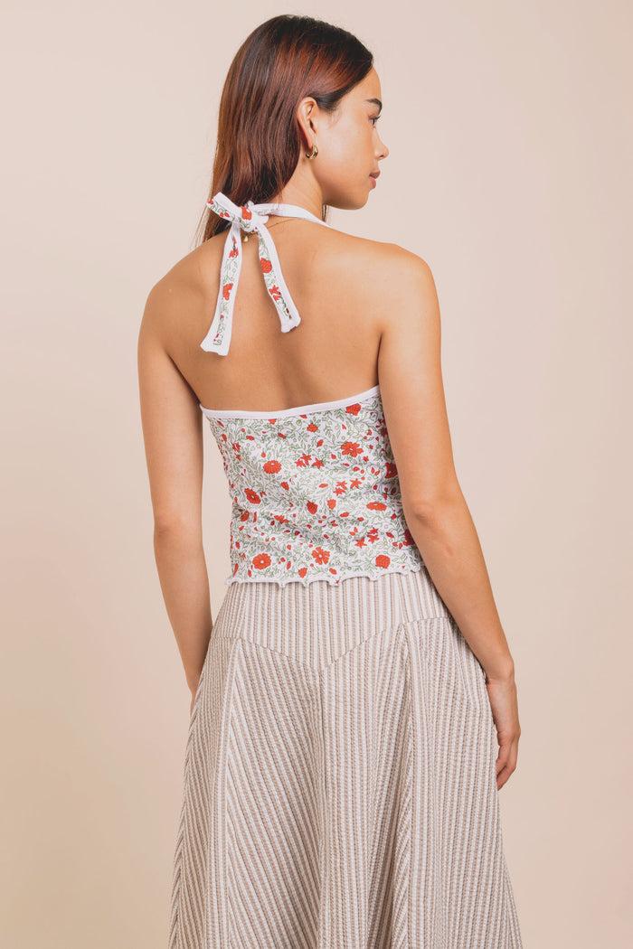 Daisy Street Daisy Street Ditsy Jersey Halter Neck Top