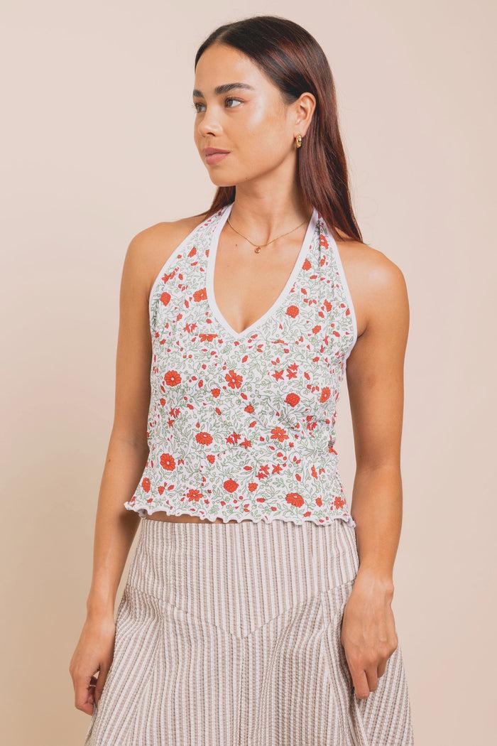 daisy street Daisy Street Ditsy Jersey Halter Neck Top