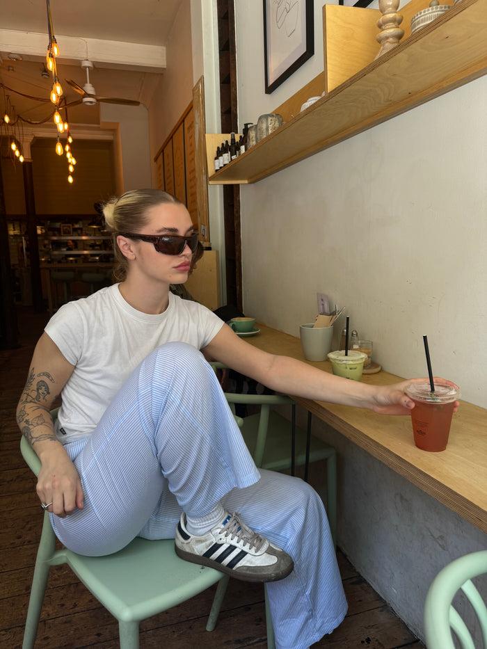 Daisy Street Daisy Street Drawstring Wide Leg Trousers In Blue