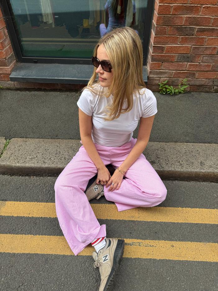 daisy street Daisy Street Drawstring Wide Leg Trousers In Pink