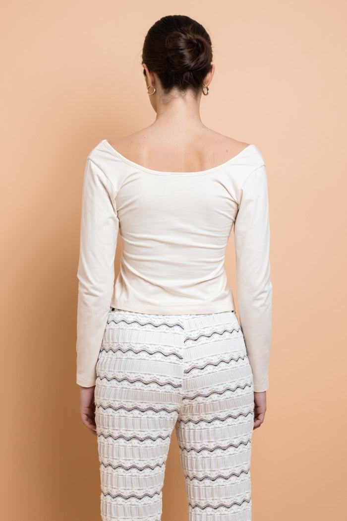 Daisy Street Daisy Street Embroidered Detail Long Sleeve Tee