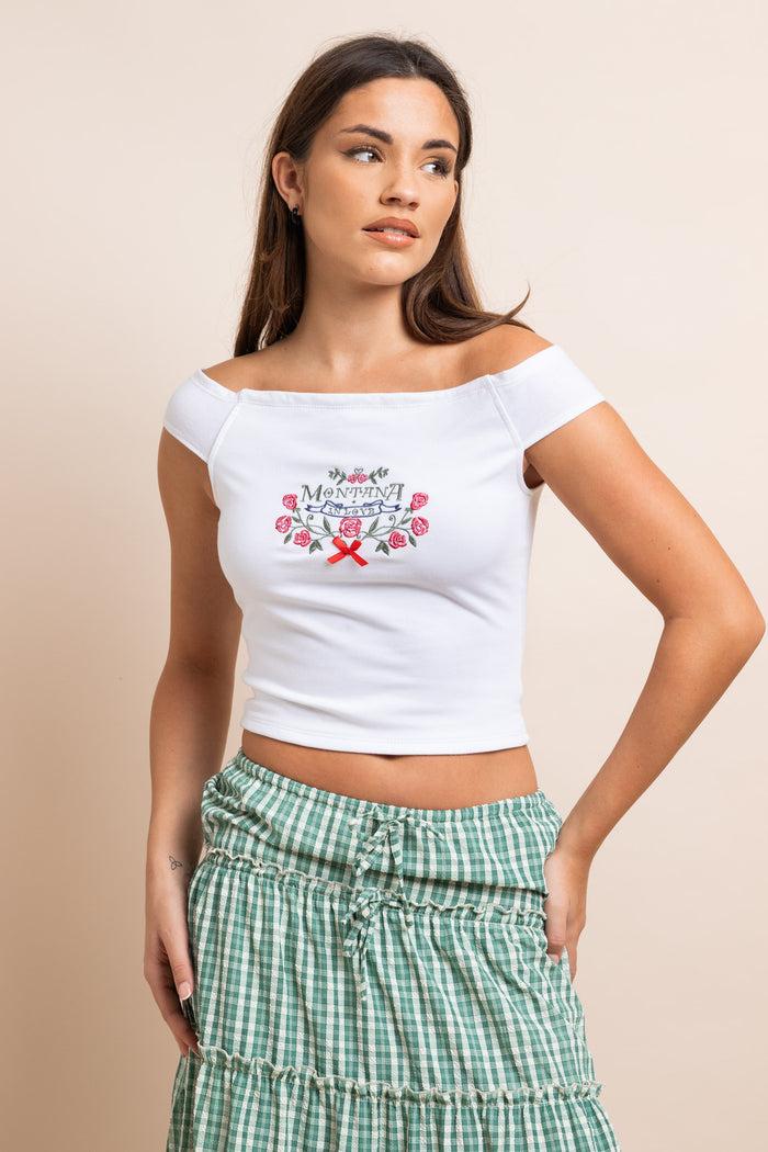 daisy street Daisy Street Embroidered Off The Shoulder Top