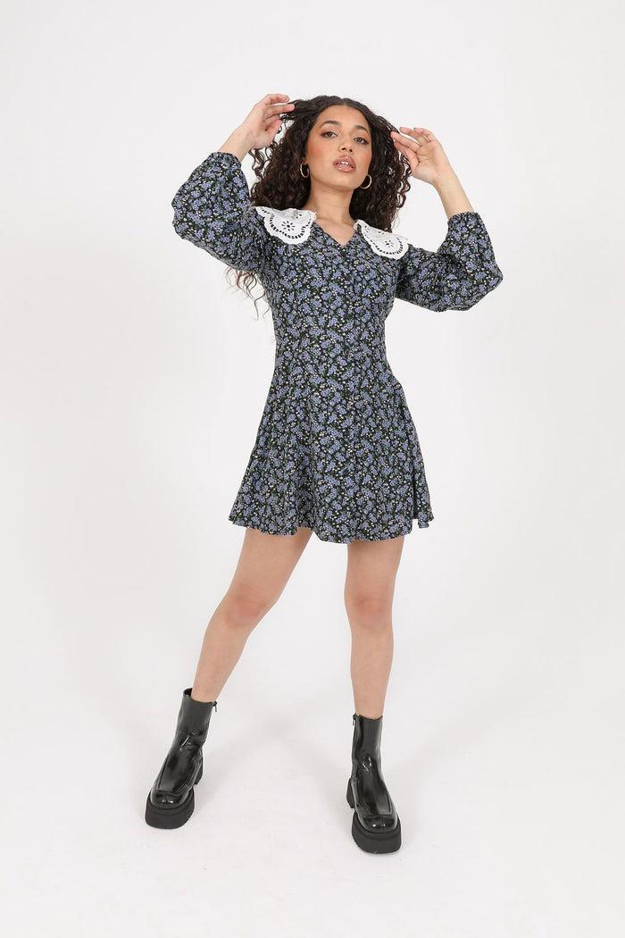 Daisy Street Daisy Street Floral Dress With Lace Collar