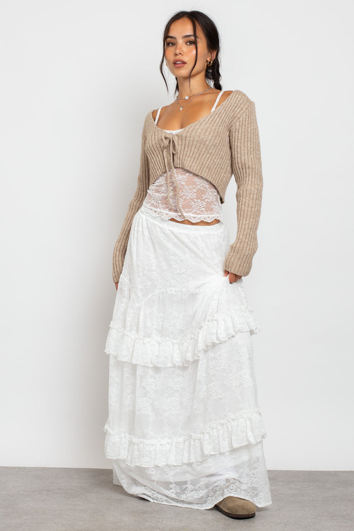 Daisy Street Daisy Street Frill Detail Lace Maxi Skirt