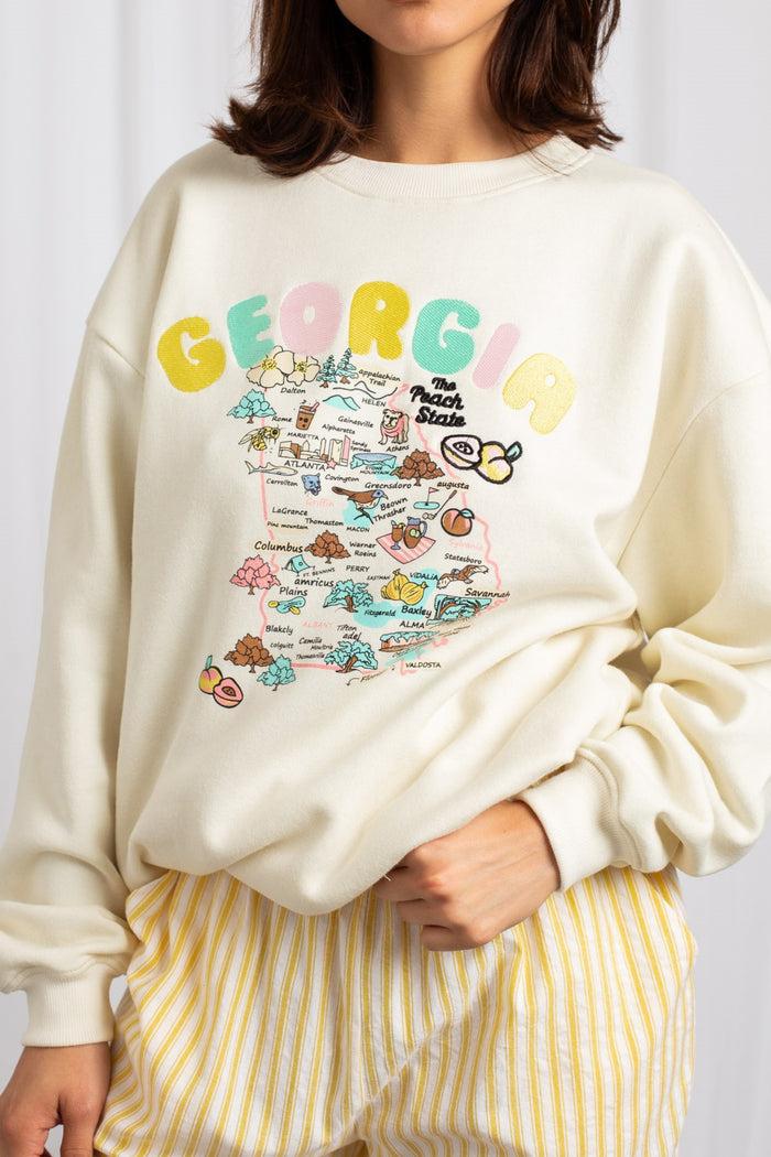 Daisy Street Daisy Street Georgia Map Graphic Pullover Sweatshirt