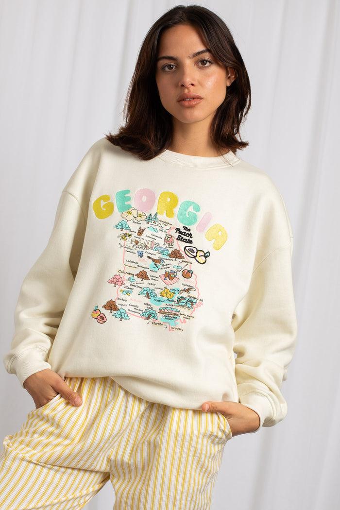 daisy street Daisy Street Georgia Map Graphic Pullover Sweatshirt