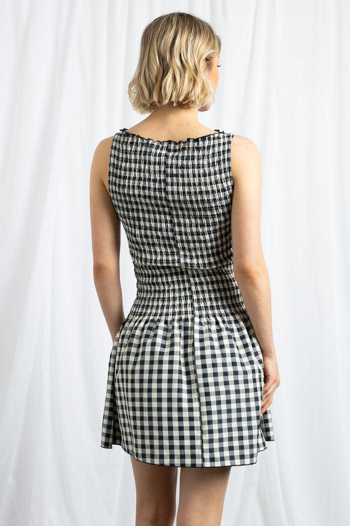 Daisy Street Daisy Street Gingham Boat Neck Mini Dress