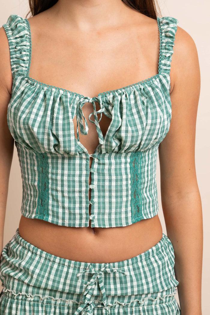 Daisy Street Daisy Street Gingham Check Milkmaid Top