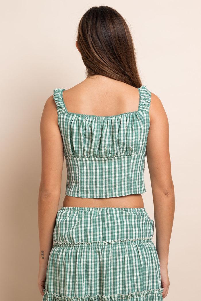Daisy Street Daisy Street Gingham Check Milkmaid Top