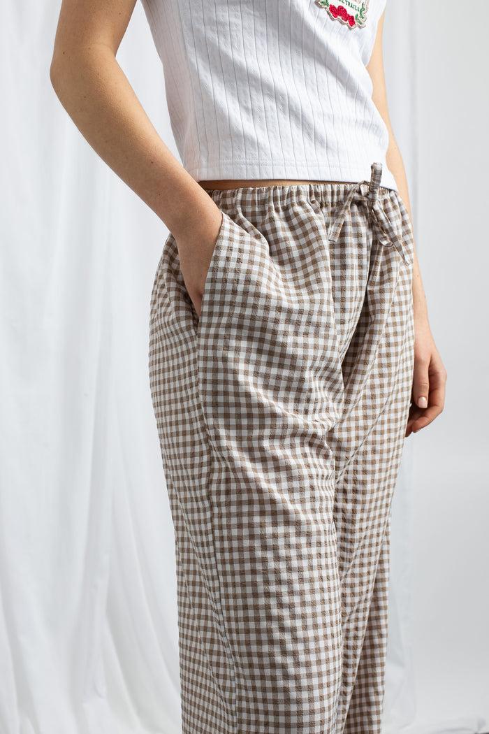 Daisy Street Daisy Street Gingham Drawstring Wide Leg Trousers