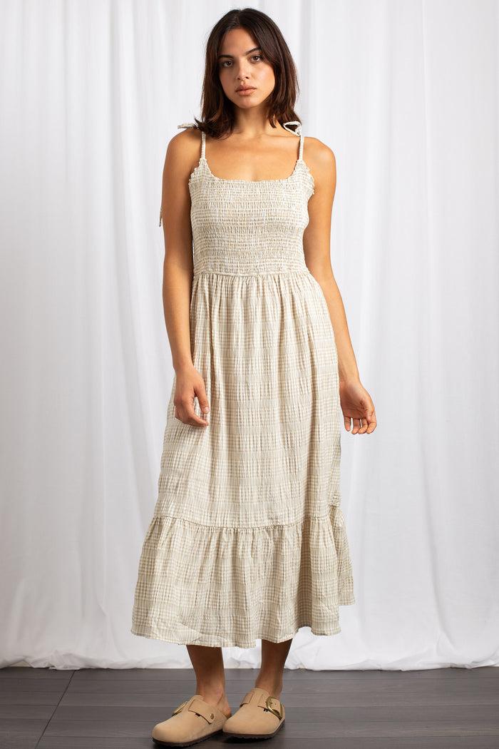 Daisy Street Daisy Street Gingham Midi Dress With Shirred Bodice