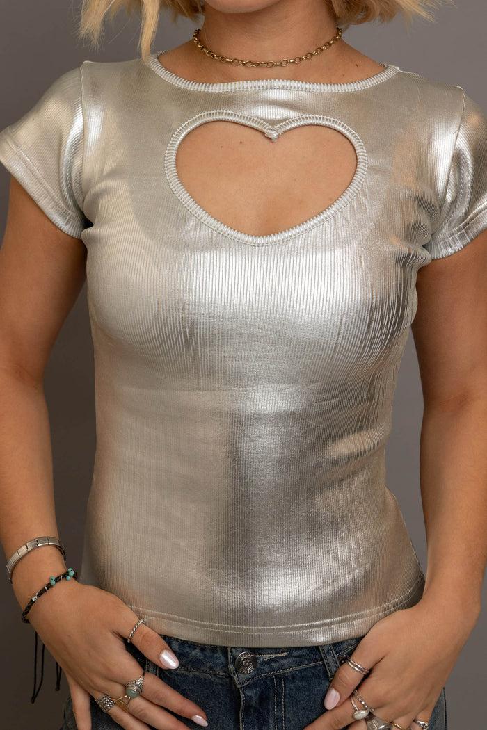 Daisy Street Daisy Street Heart Cut Out Boat Neck Top