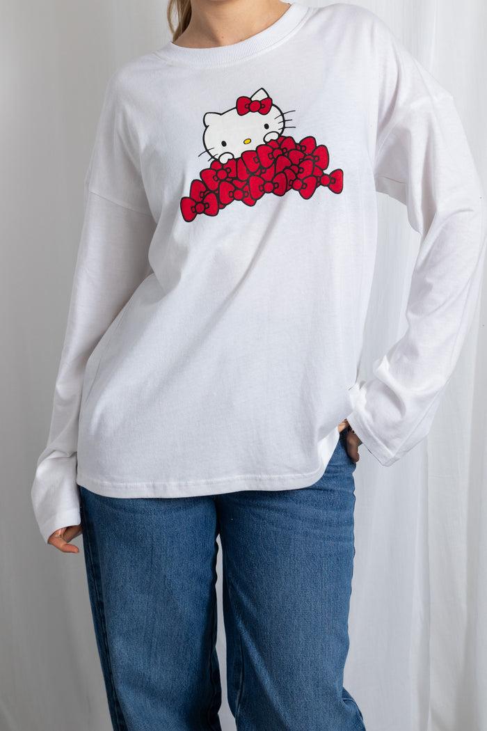 daisy street Daisy Street Hello Kitty Long Sleeve T-Shirt With Bow Graphic