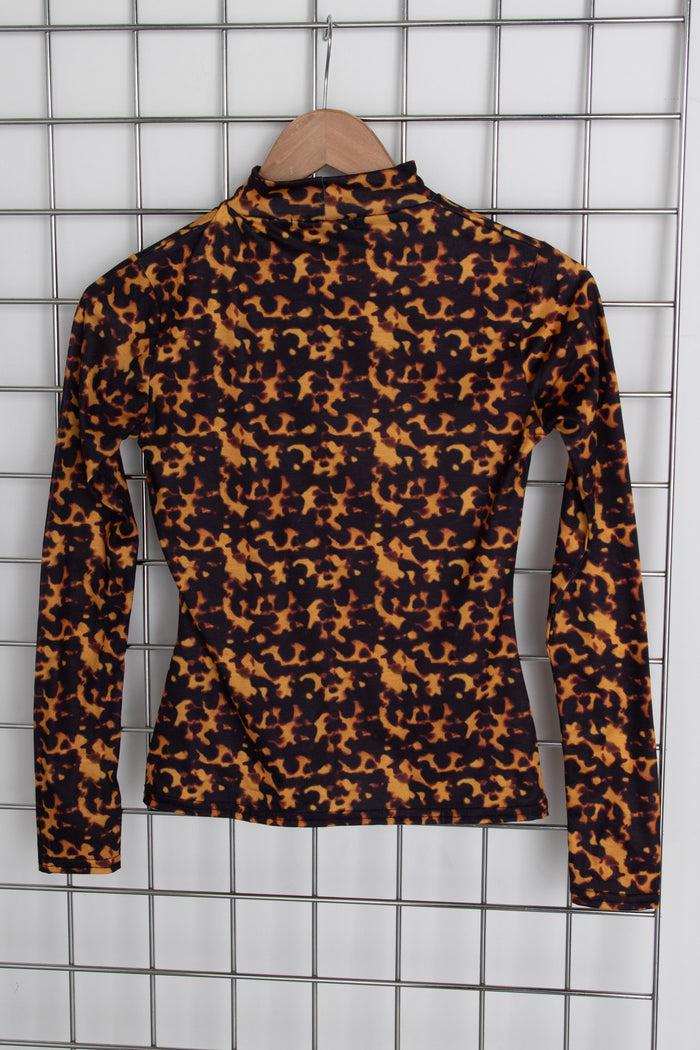 Daisy Street Daisy Street High Neck Top In Leopard Print