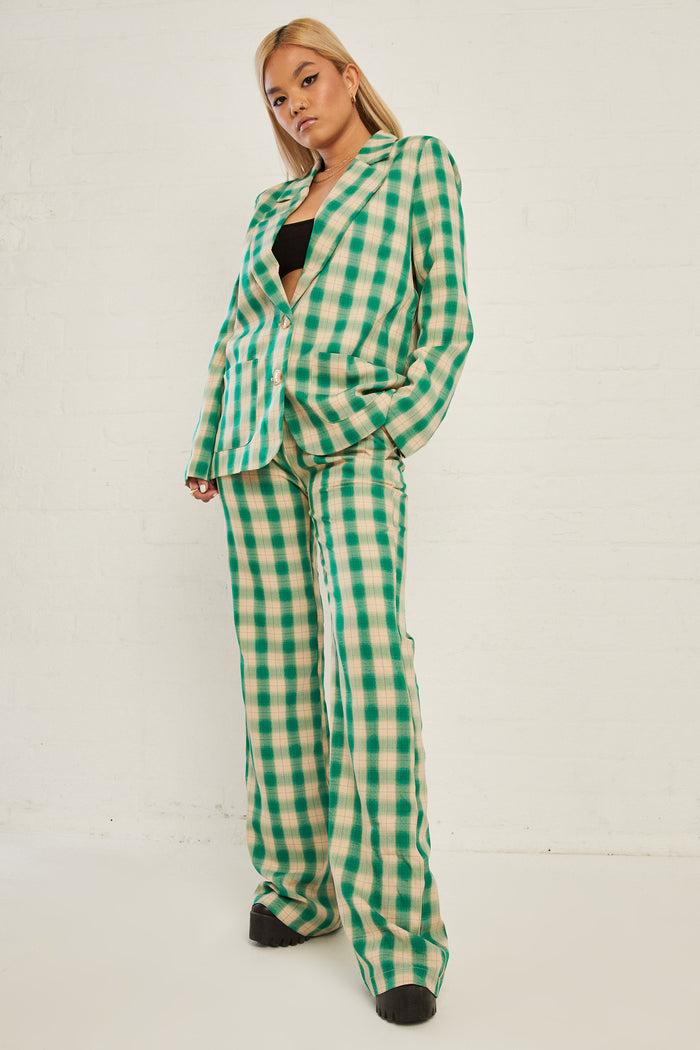 Daisy Street Daisy Street High Waisted Flared Trousers In Check Print