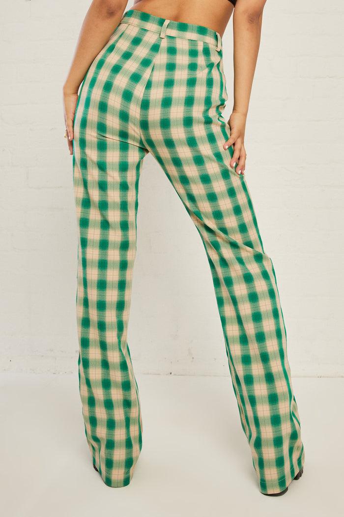 Daisy Street Daisy Street High Waisted Flared Trousers In Check Print